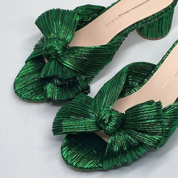 Loeffler Randall Emilia 50MM Pleated Lamé Knotted Mules size 5 - Picture 6 of 14